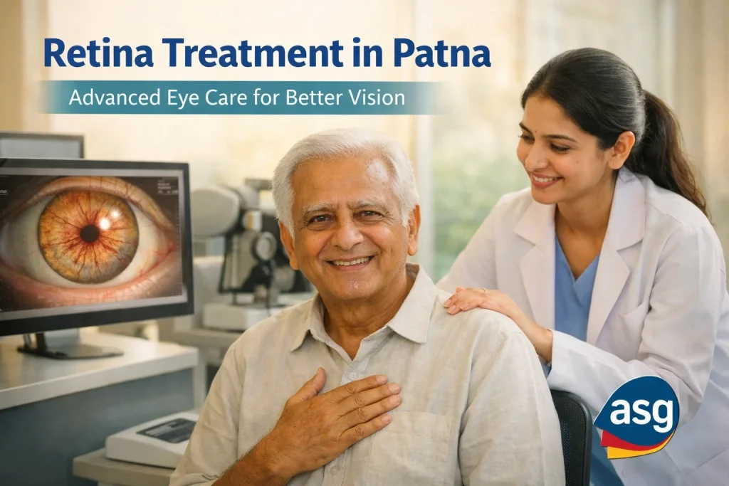 Retina specialist examining retinal scan for advanced retina treatment in Patna