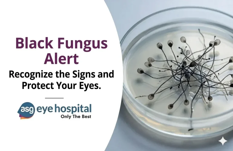 Eye specialist examining patient with black fungus eye infection symptoms