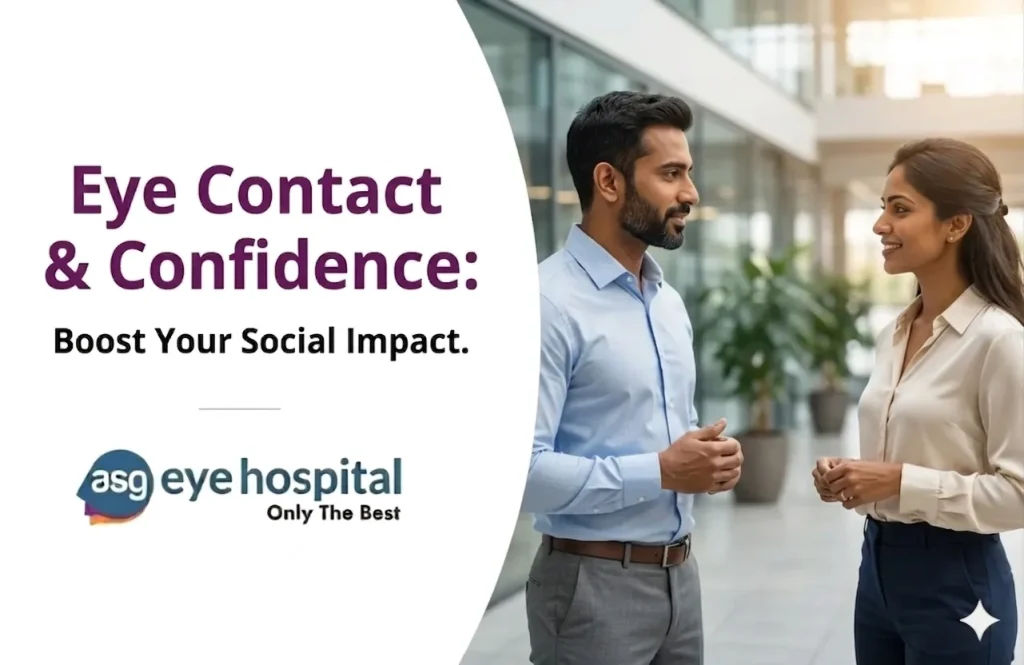 Young professional confidently making eye contact after LASIK eye surgery