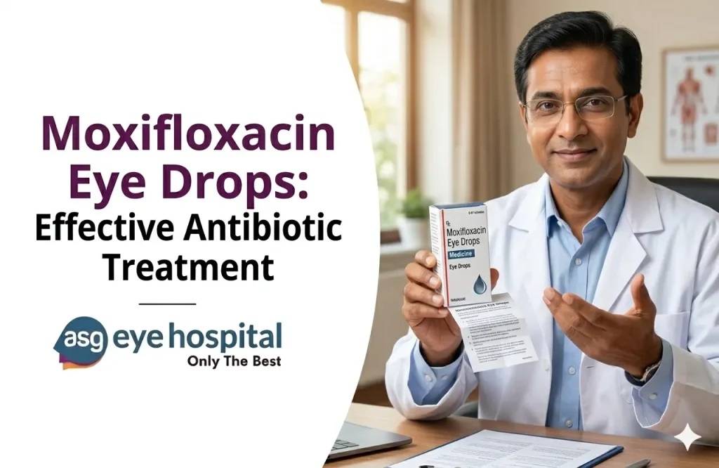 Moxifloxacin eye drops for bacterial eye infection treatment with red eye symptoms