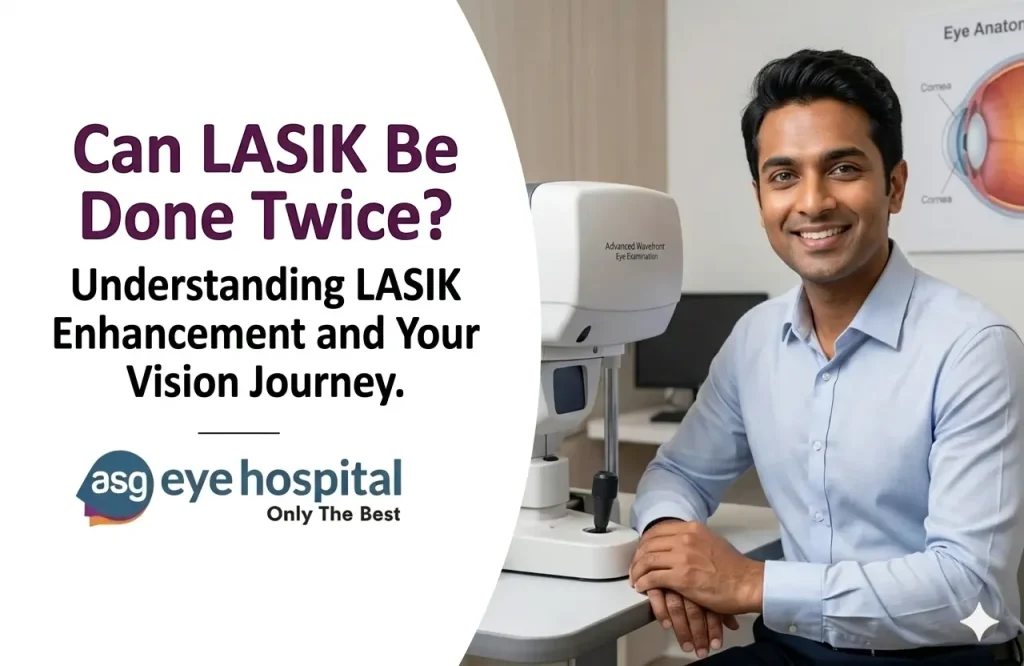 LASIK specialist examining patient for second LASIK enhancement surgery