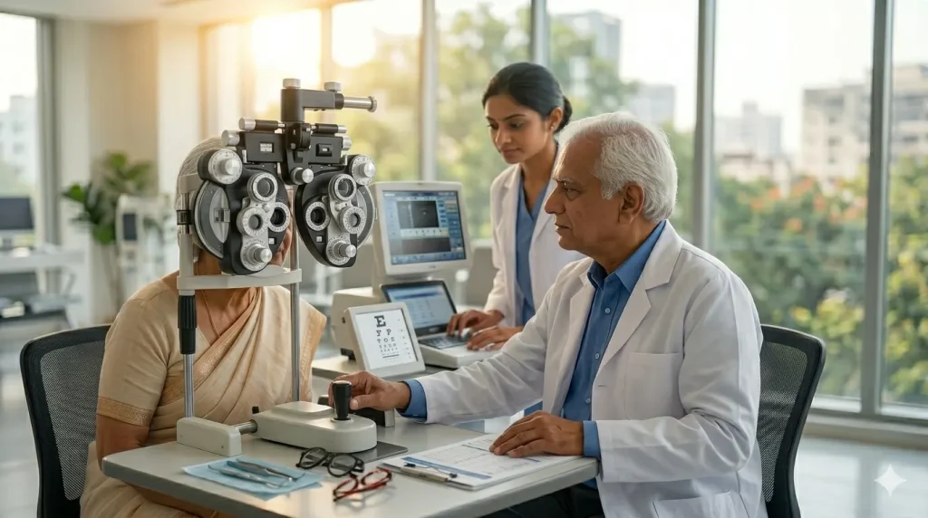 Eye surgeon performing advanced cataract surgery at an eye hospital in Patna