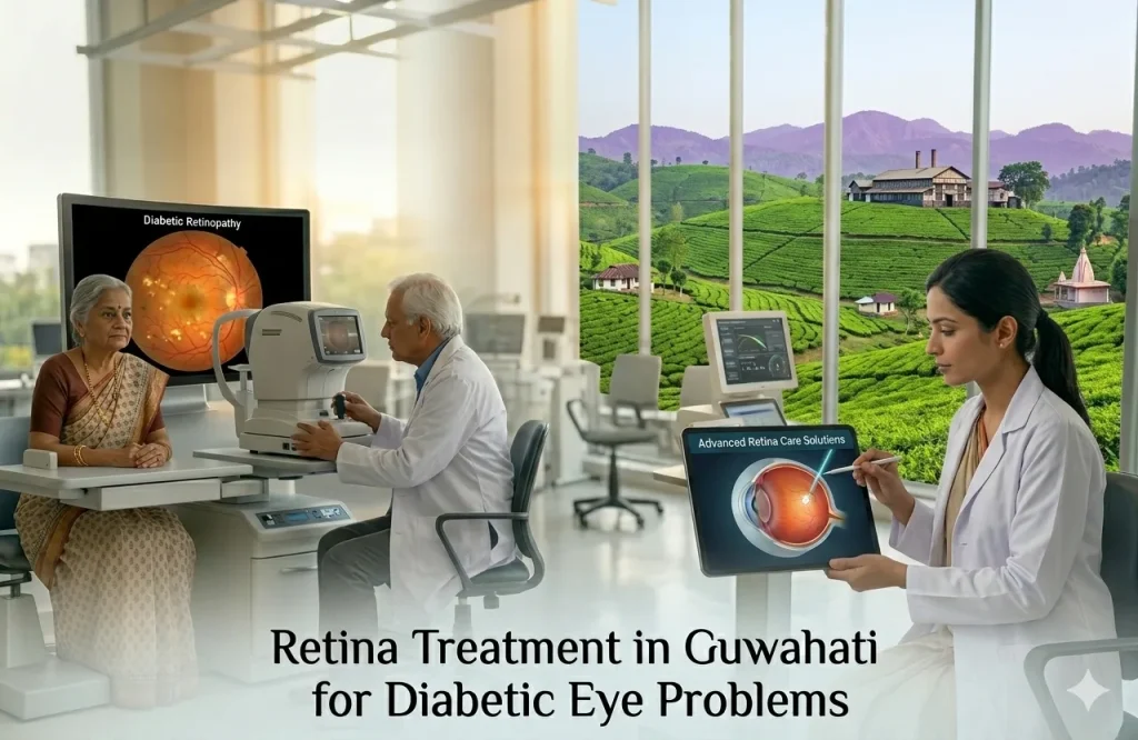 Retina specialist performing diabetic retinal examination at ASG Eye Hospital Guwahati