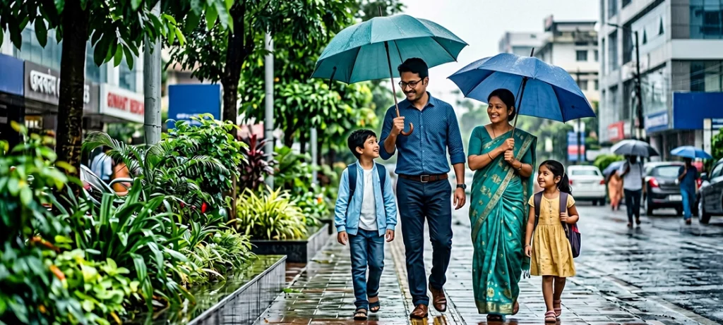 Family practicing eye hygiene during the monsoon season to prevent eye infections and maintain healthy vision in Guwahati.