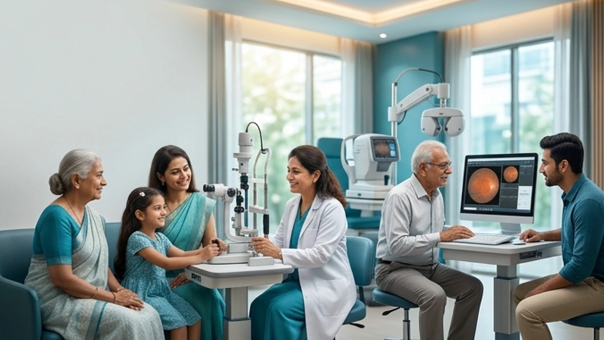 Eye specialist performing a comprehensive eye exam to check vision and detect eye diseases early for healthy long-term eyesight.