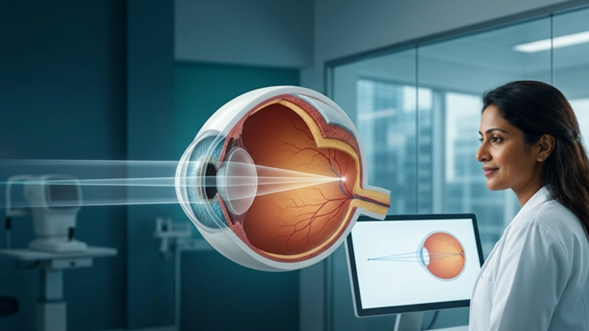 Eye specialist checking a patient's vision and discussing when to update glasses or replace contact lenses for clear and comfortable vision.
