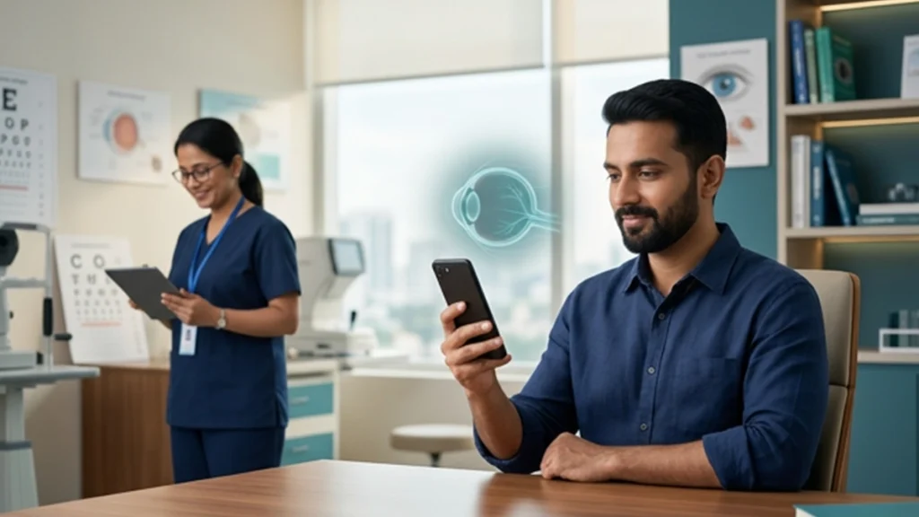 Eye specialist examining a patient with high myopia and explaining vision risks, retinal health, warning signs, and the importance of regular eye checkups.
