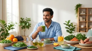 Healthy drinks including fruit smoothies, milk, green tea, and nutrient-rich beverages that may support eye health and healthy vision.