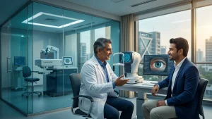 LASIK eye surgery consultation in Ahmedabad with an eye specialist discussing laser vision correction, treatment options, cost, and recovery.