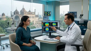 LASIK eye surgery consultation in Lucknow with an eye specialist discussing laser vision correction, treatment options, cost, eligibility, and recovery.