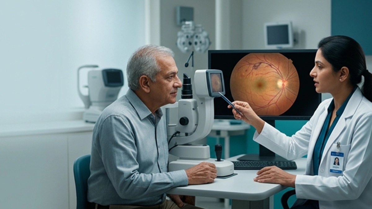 Eye illustration showing branch retinal vein occlusion and how BRVO can affect retinal blood flow and vision.
